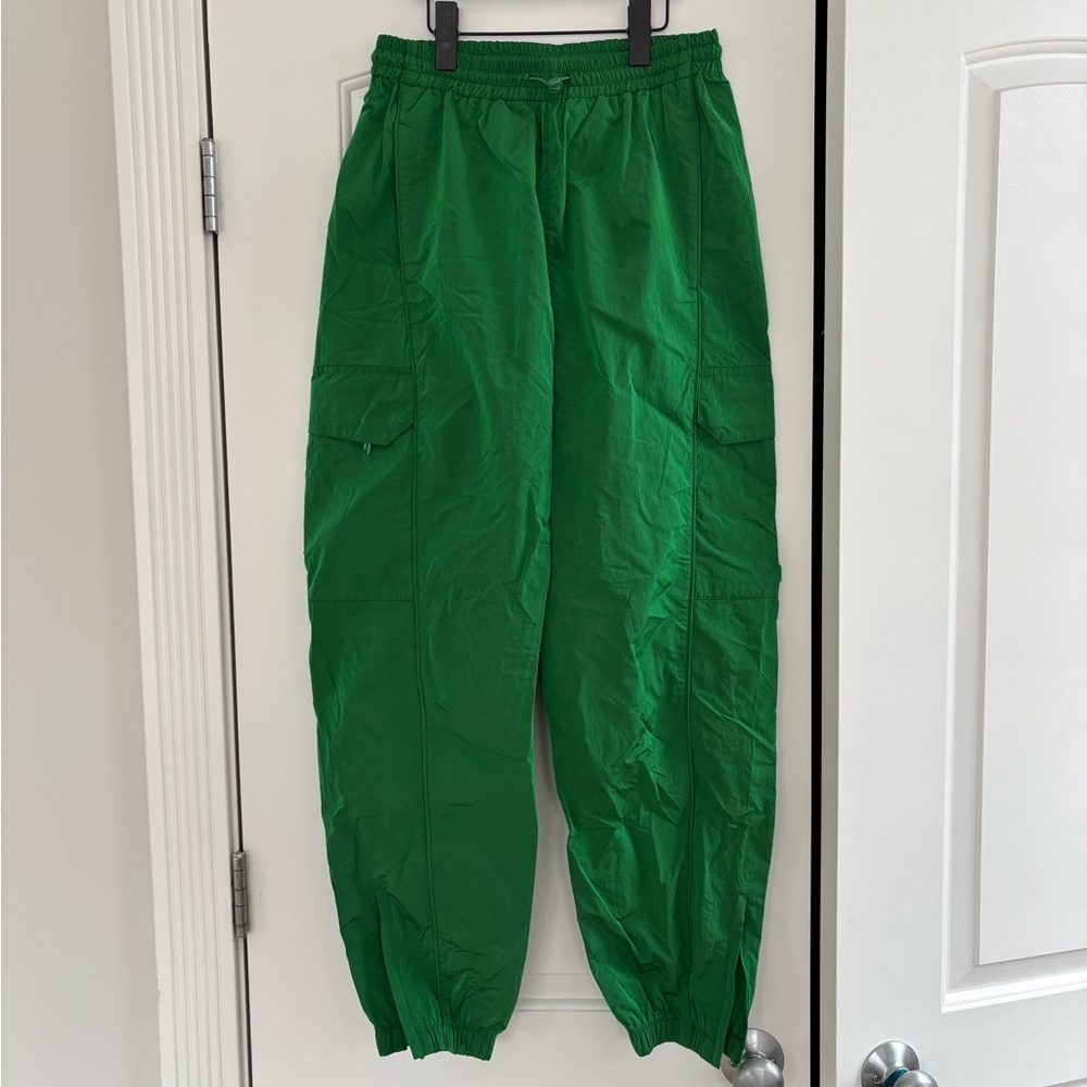 Halfdays Bright Green Nylon Cargo Track Pants
